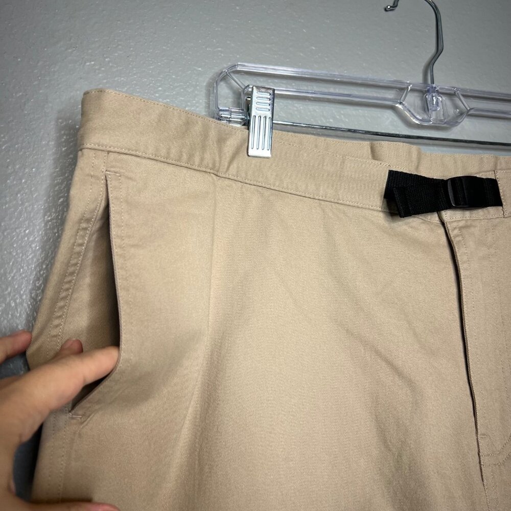 Bearded Goat Chino Shorts Mens Size XL Khaki Flat Front Belted - Picture 3 of 9
